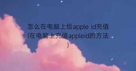 怎么在电脑上给appleid充值(在电脑上充值appleid的方法)